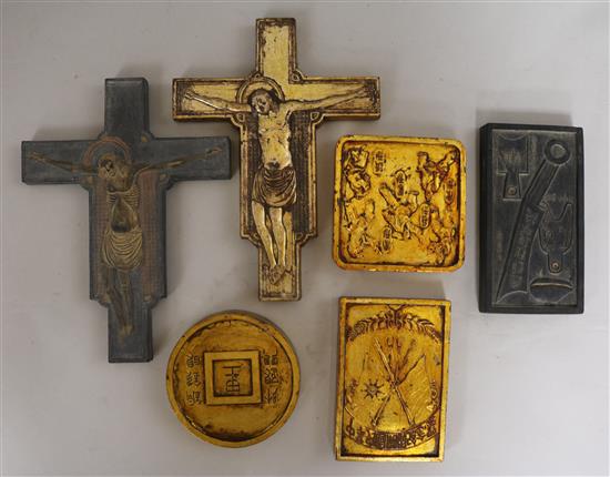 Six Chinese inkblocks, some gilt